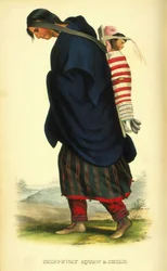 Chippeway squaw and child, 1848 (håndfarget litho)
