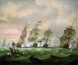 Admiral Sir Edward Hawke beseirer admiral M. de Conflans i Biscayabukta