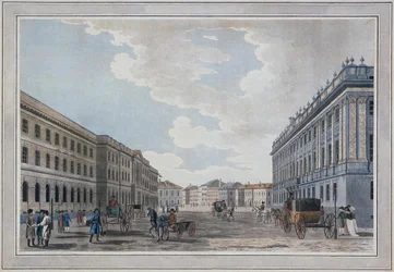 Utsikt over en Millionnaya-gate og marmorpalasset gjennom Mars-feltet, 1790