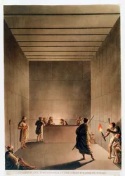 'Kammer og sarkofag i den store pyramiden i Giza', Egypt, 1802