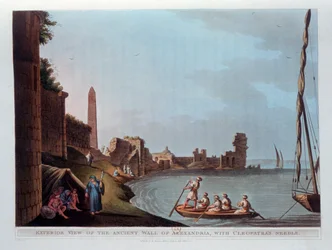 Utvendig utsikt over den gamle muren i Alexandria, med Cleopatras-nål, 1802.
