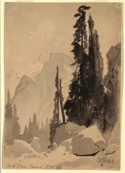 Tegning, Half Dome, Yosemite, 1872