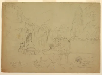 Tegning, Rio Virgin-kløften, Sør-Utah, 1873