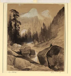 Tegning, Nordkupelen, Yosemite, California, 1872