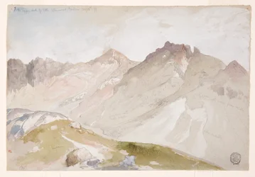 Tegning, den øvre enden av Little Cottonwood Canyon, Wasatch Range, nær Ogden, Utah, 13. august 1879