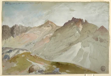 Tegning, den øvre enden av Little Cottonwood Canyon, Wasatch Range, nær Ogden, Utah, 13. august 1879