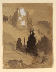 Tegning, Yellowstone, 1871