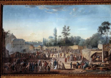 Utsikt over Tuileriene Place de la Revolution (1789-1799) Utsikt over Tuileriene og det nåværende Place de la Concorde. Maleri av Thomas Naudet (1778-1810)
