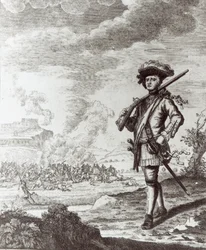 Kaptein Henry Morgan ved plyndringen av Panama i 1671, ca. 1734