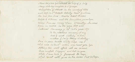 Colwich - Wolseley Monument inskripsjon: penn, nd [1839] (manuskript)