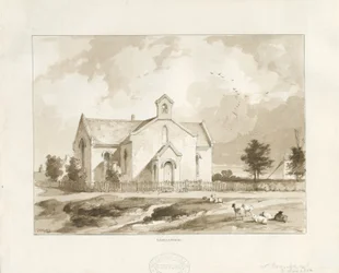 Gentleshaw Church: sepia-tegning