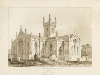 Handsworth Church: sepia-tegning