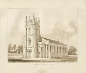 Handsworth Church: sepia-tegning