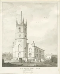 Hanley Church: sepia-tegning, nd [?1838] (tegning)