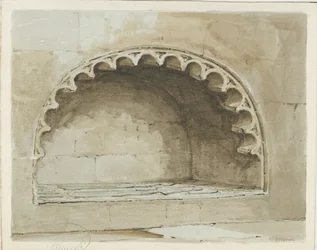 Penkridge Church - Monument i South Wall: akvarellmaleri, nd [1817-1845] (maleri)