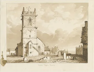 Rowley Regis Church: sepia-tegning, 1837