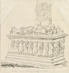 Seighford Church - Tomb of William and Mercy Bowyer: penn- og blekktegning