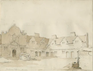 Stafford - Alms Houses: pennetegning, 1837