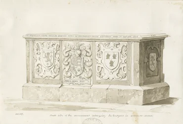 Grav i Biddulph Church - William Bowyer: sepia-tegning
