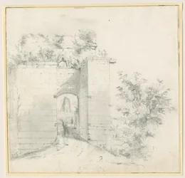 Tutbury Castle - Entrance Gateway: blyanttegning, nd [?1800-tallet] (tegning)