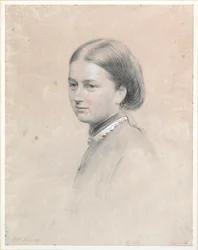 Portrett av Lady Rachel Scott (kritt og w/c på papir) (par til 445140)