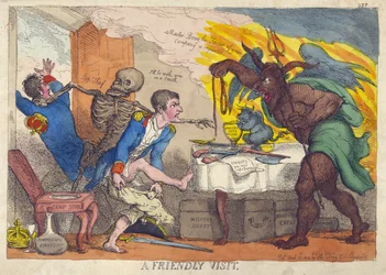 ET VENNLIG BESØK, Satire om Napoleons nederlag, abdikasjon og pensjonering til Elba