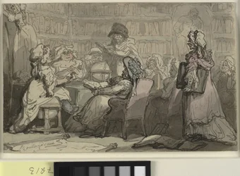 Et blåstrømpeklubbmøte på et bibliotek