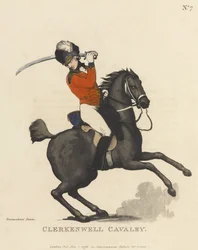 Clerkenwell Cavalry, ca. 1799 (farget akvatint)