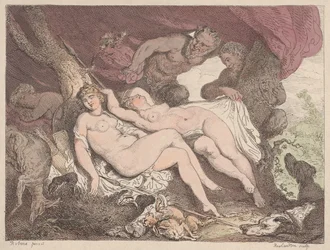 Diana og hennes nymfer spionert på av Satyrs, 1790-1799., 1790-1799.