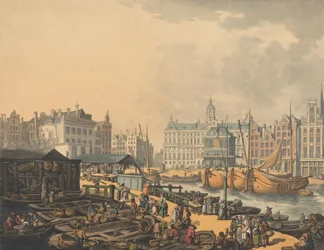 Feyge Dam, med en del av fiskemarkedet i Amsterdam, 1797.