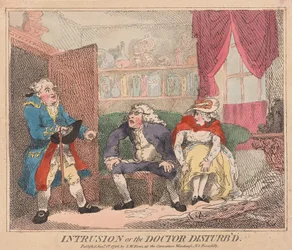 Intrusion or the Doctor Disturbd, pub. 1786 (håndfarget gravering)