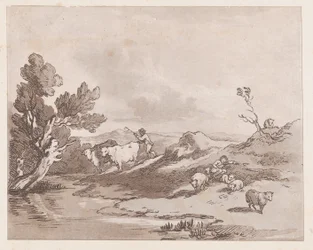 Landskap med en figur som gjeter storfe til vann, 21. mai 1789., 21. mai 1789.