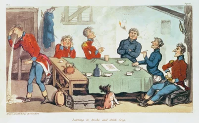 Lære å røyke og drikke Grog. 1815