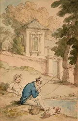 Man Fishing, ca. 1780 (penn og brunt blekk og akvarell på papir)