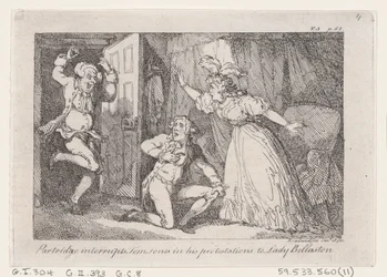 Partridge avbryter Tom Jones i sine protester til Lady Bellaston, fra The History o..., 1792.