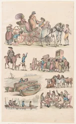Plate 16, omriss av figurer, landskap og storfe...til bruk for elever, Ju..., 1. juni 1790.