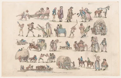 Plate 4, omriss av figurer, landskap og storfe...til bruk for elever, Ma..., 8. mars 1790.