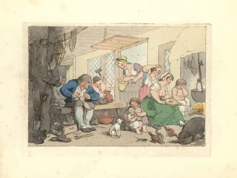 Regency skomaker reparerer sko i et overfylt rom.