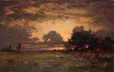 Solnedgang over Barbizon-sletten,
