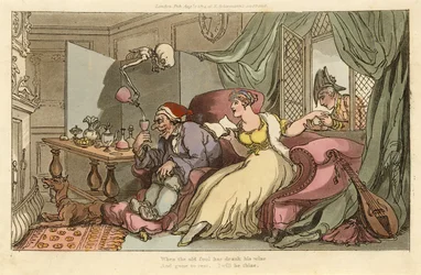 The Honeymoon, fra The English Dance of Death, pub. 1816 (håndfarget gravering)