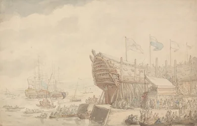 Sjøsettingen av H.M.S. «Hibernia» i 1804