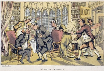 Konsultasjonen - i "" Doctor Syntax sine tre turer: på jakt etter den pittoreske trøsten og en kone"" av William Combe, ill. Rowlandson