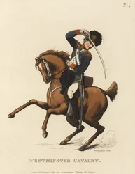 Westminster Cavalry, ca. 1799 (farget akvatint)