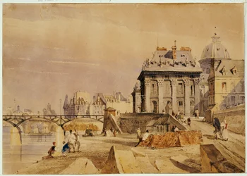 L"Institut og Pont des Arts, Paris, 1828