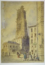 Saint-Jacques-tårnet før frileggingen, i 1836
