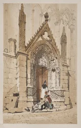 Pittoresk arkitektur i Paris, Gent, Antwerpen, Rouen: Red Door, Notre Dame, Paris