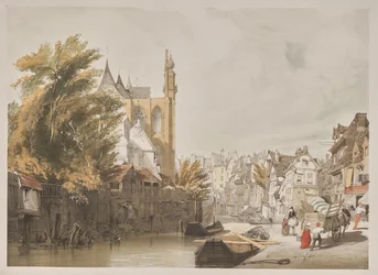 Pittoresk arkitektur i Paris, Gent, Antwerpen, Rouen: Rue du Rivage, Abbeville, Frankrike