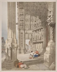 Pittoresk arkitektur i Paris, Gent, Antwerpen, Rouen: South Porch of Chartres Cathedral, Chartres, Frankrike