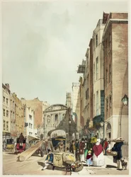 Temple Bar fra The Strand, tallerken 22 fra Original Views of London as It Is