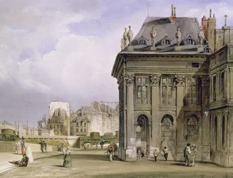 Ile de la Cite fra Institut, Paris, ca. 1830-39 (akvarell)